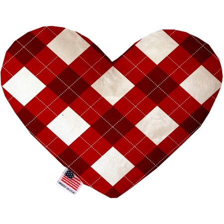 Mirage Pet Products Candy Cane Argyle 8 in. Stuffing Free Heart Dog Toy 1311-SFTYHT8